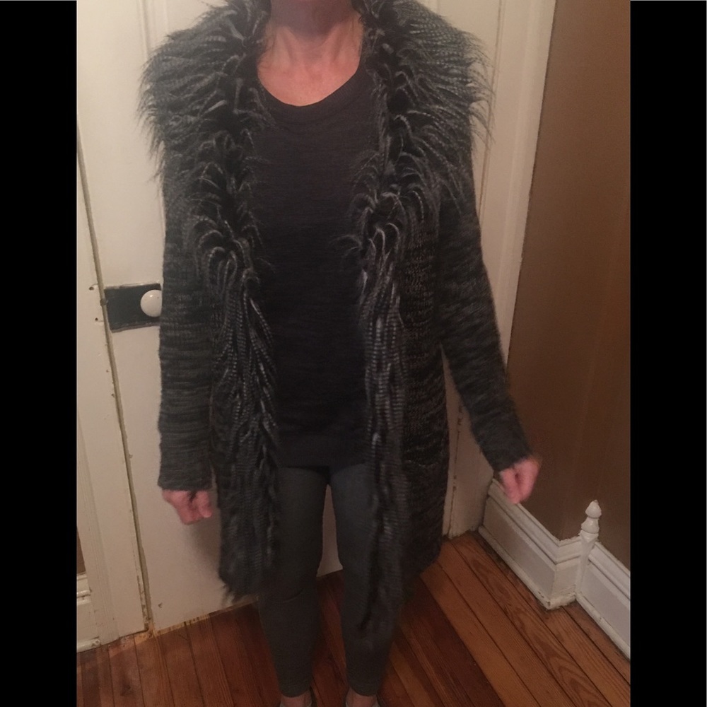BCBG maxazria fur cardigan
